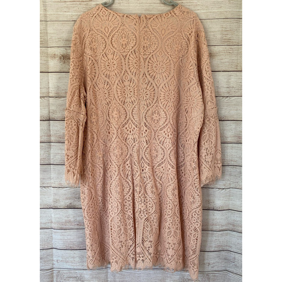 Worthington Womens Lace Peachy Pink Shift Dress Size 2X Plus Spring Easter - Picture 7 of 10